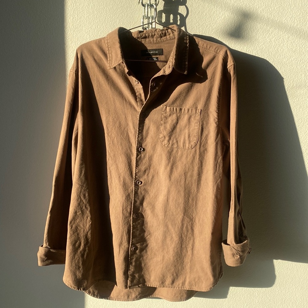 UO brown button down shirt